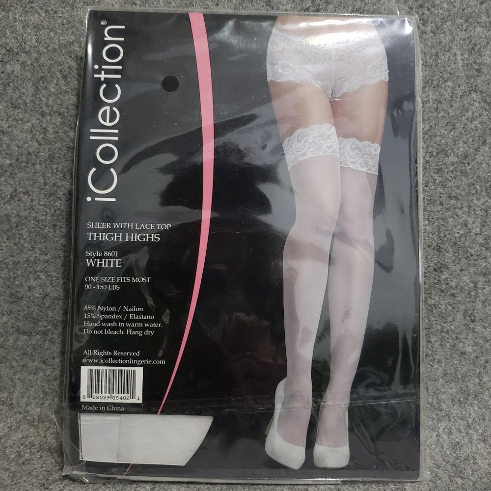 iCollection Sheer White Thigh Highs NIP